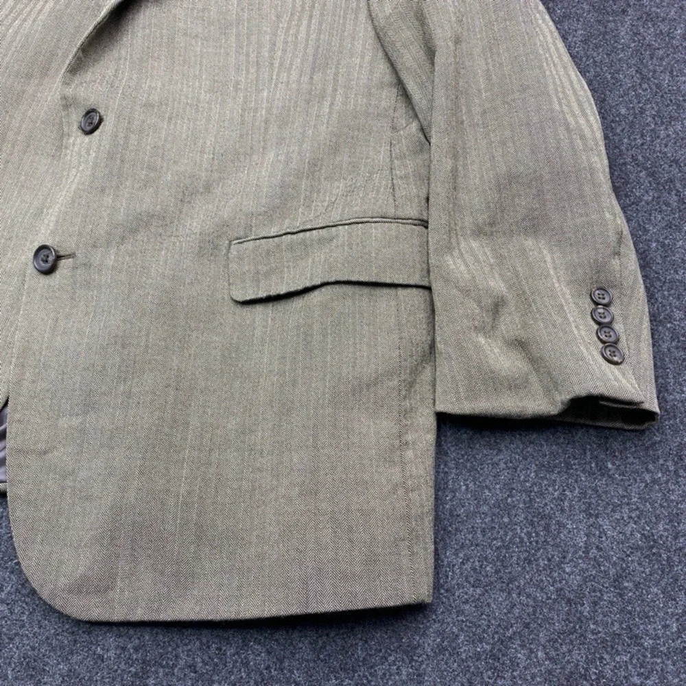 Christian Dior Mens 46R Olive Green Herringbone Blazer Sport Coat Jacket